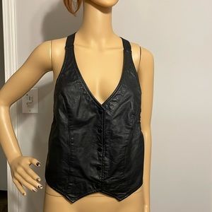 Firenze Vintage Leather / Suede Halter  Vest Large